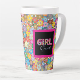 Girl-Power | Pink Girly Beautiful Wildblume Frauen Milchtasse