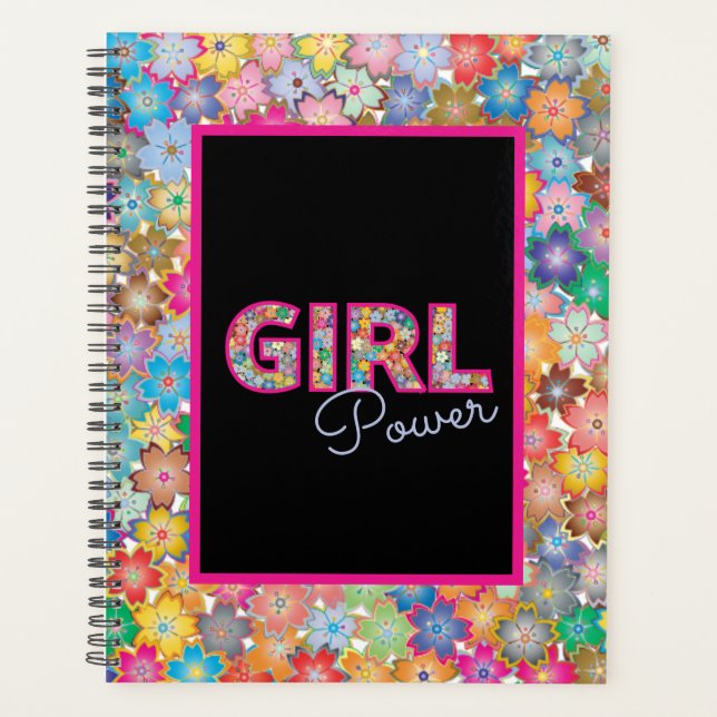 Girl-Power | Pink Girly Beautiful Wildblume Frauen Planer (Vorderseite)