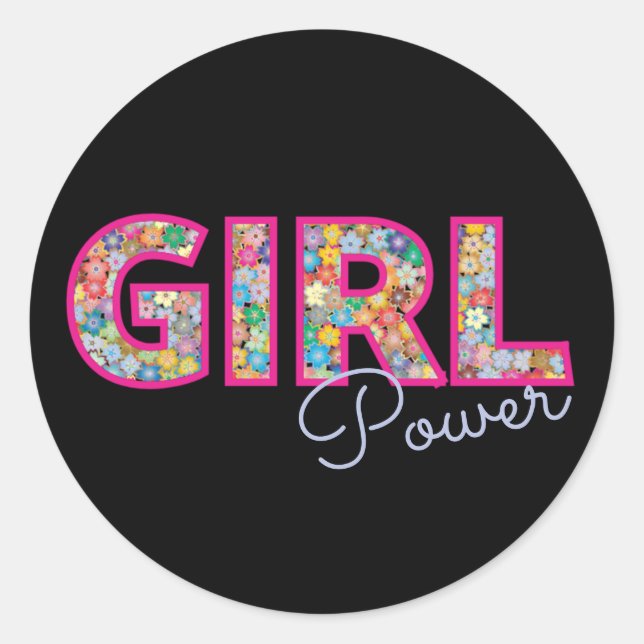 Girl-Power | Pink Girly Beautiful Wildblume Frauen Runder Aufkleber (Vorderseite)