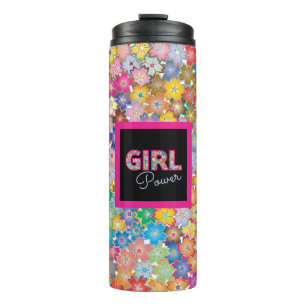 Girl-Power   Pink Girly Beautiful Wildblume Frauen Thermosbecher