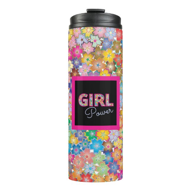Girl-Power | Pink Girly Beautiful Wildblume Frauen Thermosbecher (Vorderseite)