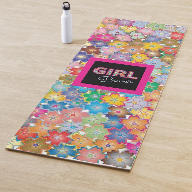 Girl-Power | Pink Girly Beautiful Wildblume Frauen Yogamatte (Beispiel)