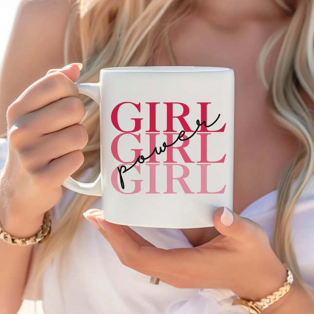 Girl-Power | Pink Modern Feminist Kaffeetasse (Von Creator hochgeladen)