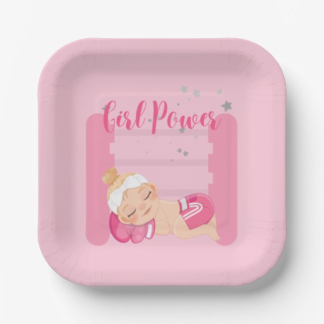 Girl-Power pink Pappteller (Vorderseite)