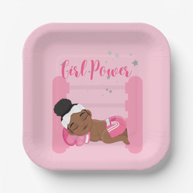 Girl-Power pink Pappteller (Vorderseite)