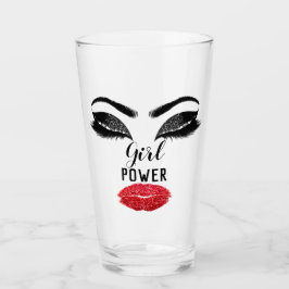 Girl Power Red Kiss Lips Brautparty Glas