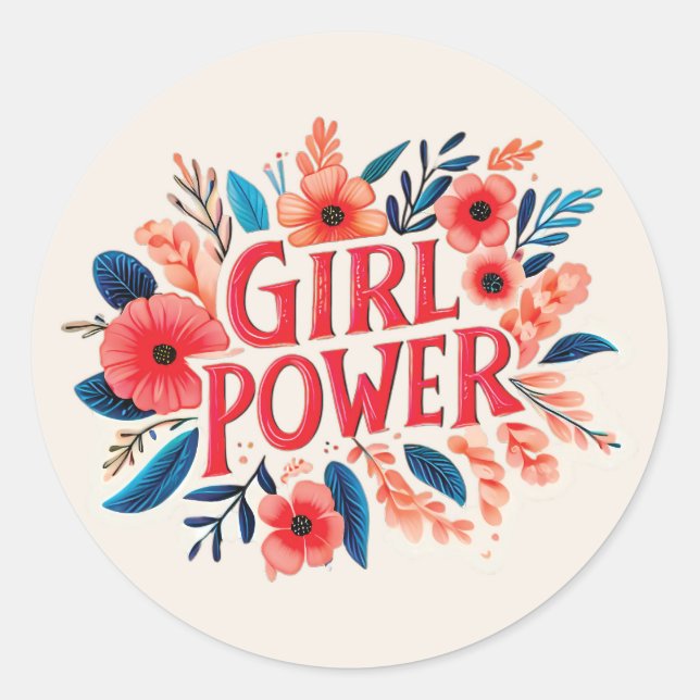 Girl-Power Runder Aufkleber (Vorderseite)