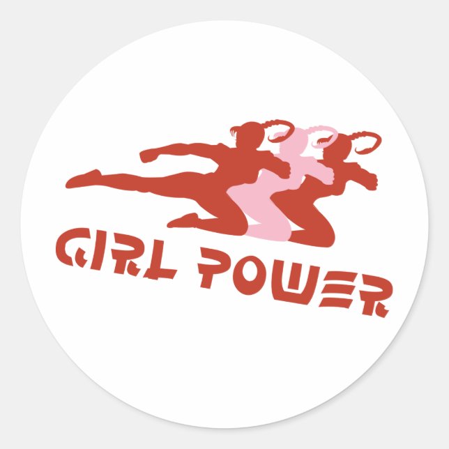 Girl-Power Runder Aufkleber (Vorderseite)