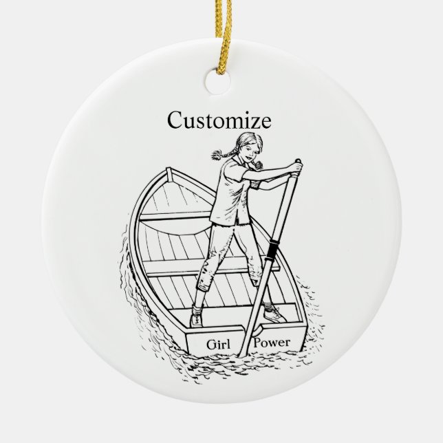 Girl Power Sculling Boat Thunder_Cove Keramik Ornament (Vorne)