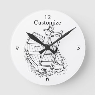 Girl Power Sculling Boat Thunder_Cove Runde Wanduhr