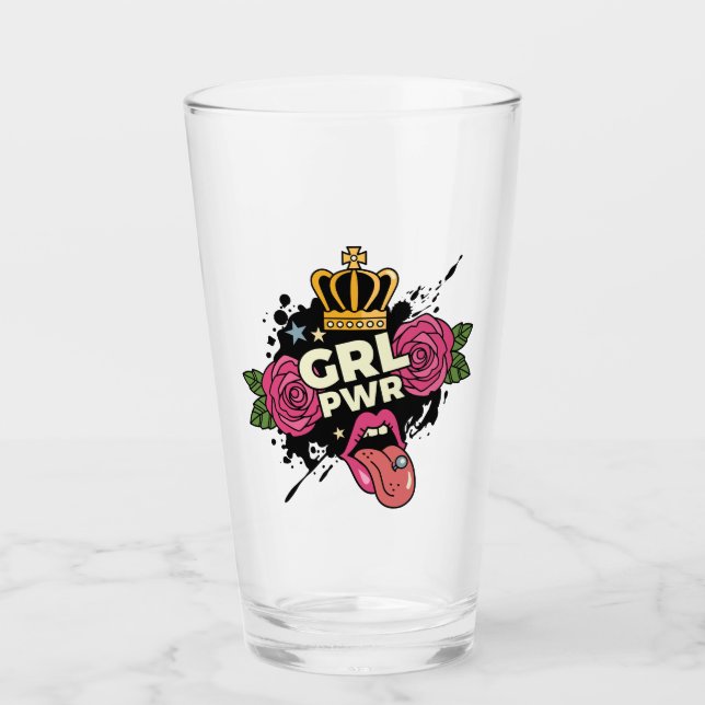 Girl Power Tattoo Style Glas (Vorderseite)