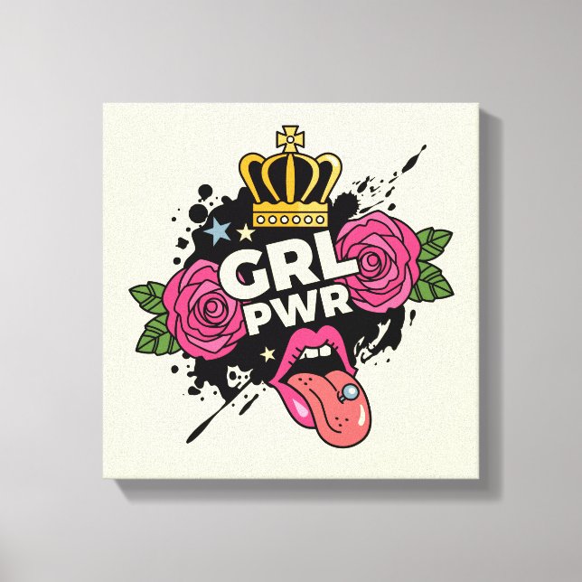 Girl Power Tattoo Style Leinwanddruck (Vorderseite)