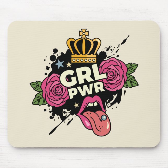 Girl Power Tattoo Style Mousepad (Vorne)