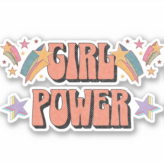 Girl-Power-Textdesign mit Sternen Aufkleber (Vorderseite)