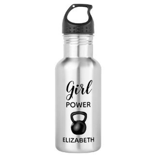 Girl-Power-Typografie mit Kettlebell-Namen Edelstahlflasche