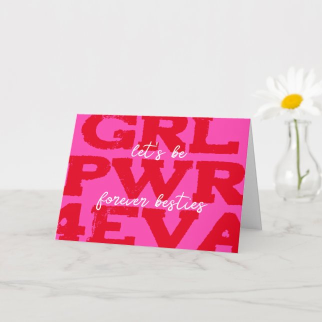 Girl Power Valentinstag Gruß Karte (Kleine Pflanze)