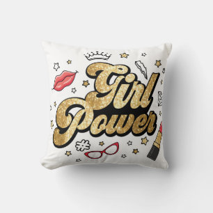 Girl Power: Vintager feministischer Glitzer. Kissen