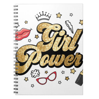 Girl Power: Vintager feministischer Glitzer. Notizblock