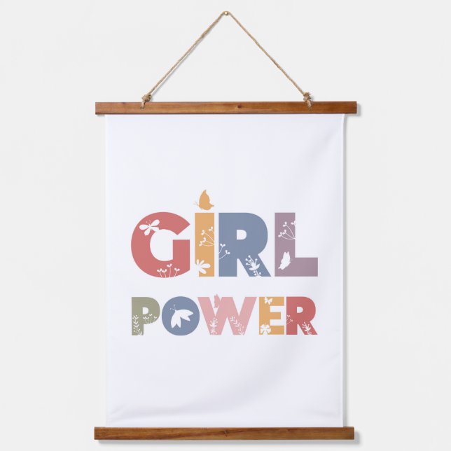 Girl-Power Wandteppich Mit Holzrahmen (Vorderseite)