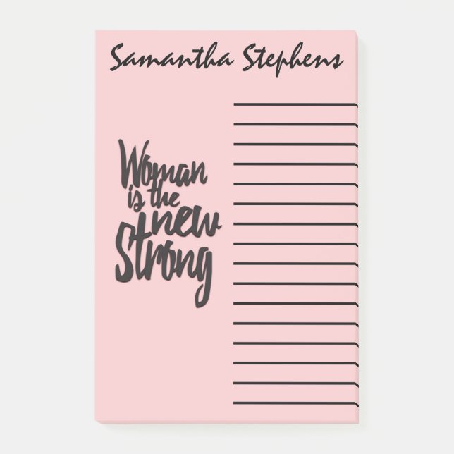 Girl Power Woman ist der neue Strong in Pink Black Post-it Klebezettel (Vorderseite)