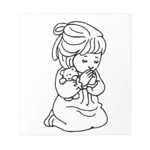 Girl Praying Illustration Notizblock
