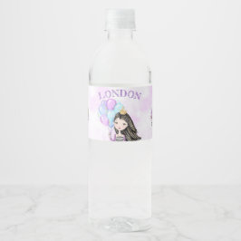 Girl Princess Lavender Turquoise Gold Wasserflaschenetikett