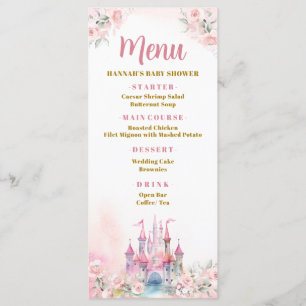 Girl Princess Royal Burg Fünfter Geburtstag Menükarte