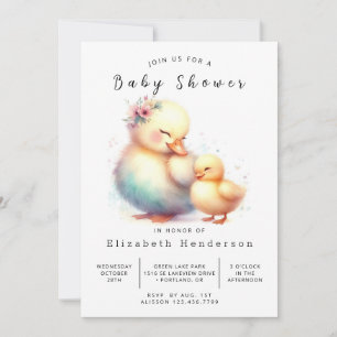 Girl Printable Duck Baby Duck Einladung