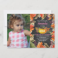 Girl Pumpkin Fall Birthday Einladung