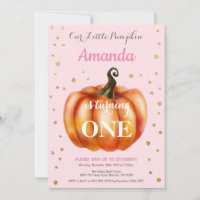 Girl Pumpkin Fall Birthday Einladung Gold