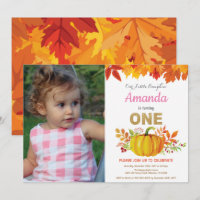 Girl Pumpkin Fall First Birthday Gold Glitzer