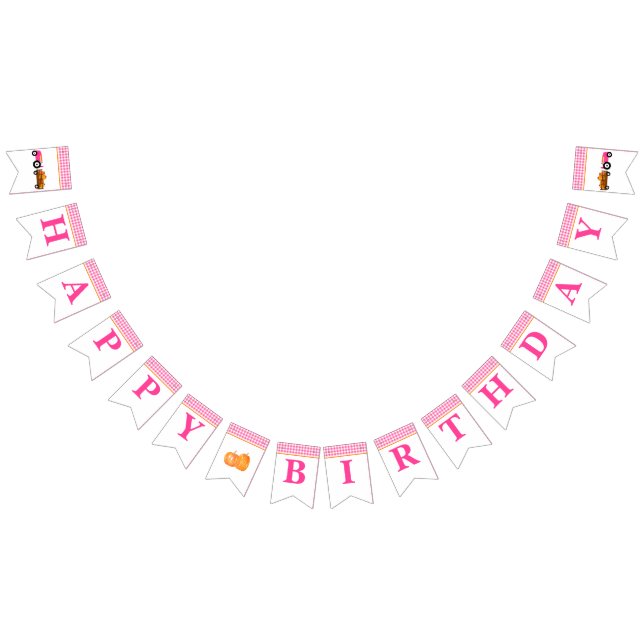 Girl Pumpkin Patch Traktor Pink Happy Birthday Wimpelkette (Alle)