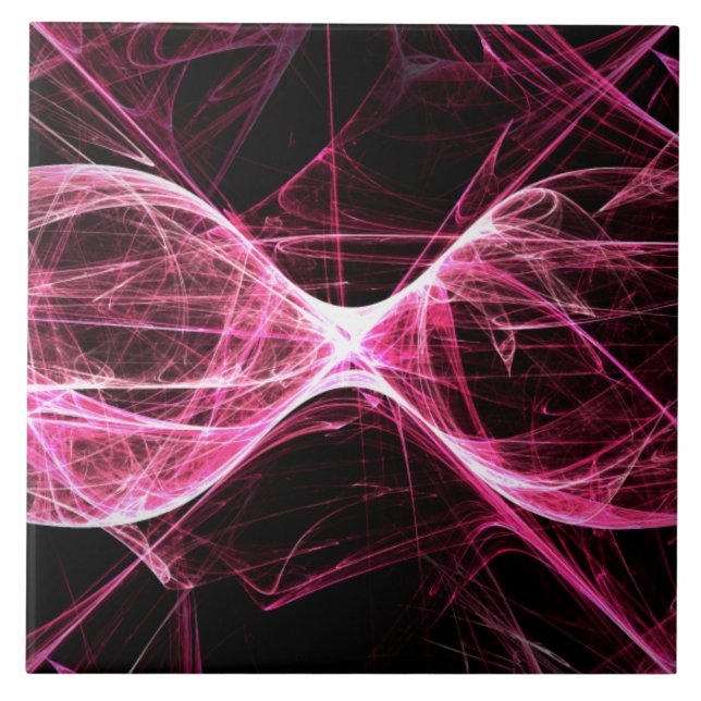 Girl Punk Rock Pink Energy Waves Fliese (Vorderseite)