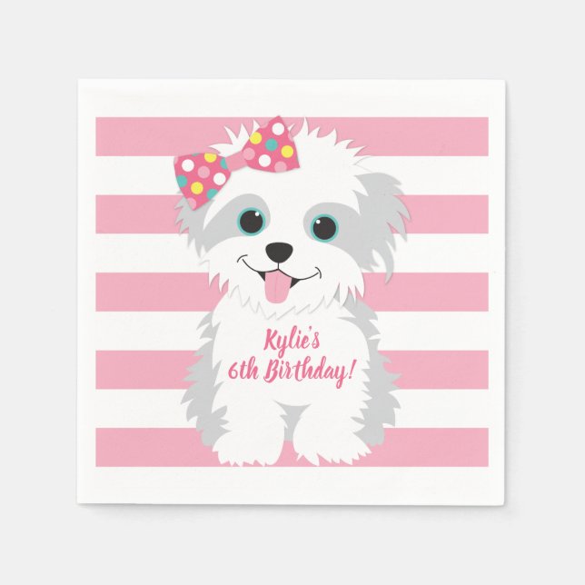 Girl Puppy Party Serviette (Vorderseite)