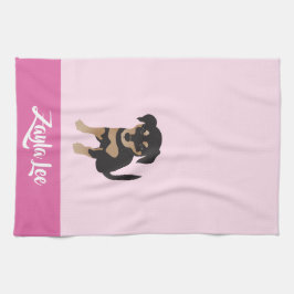 Girl Puppy personalizable Dog Name Rosa Geschirrtuch