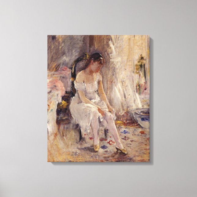 Girl Putting auf ihre Strümpfe (von Berthe Morisot Leinwanddruck (Vorderseite)