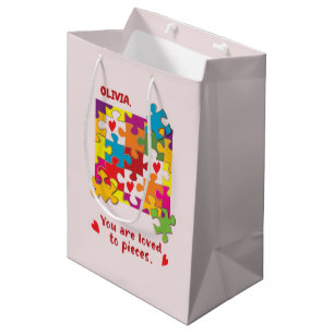 Girl Puzzle zum Geburtstag Liebe zu Stücken Mittlere Geschenktüte