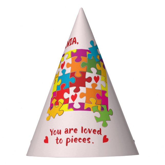 Girl Puzzle zum Geburtstag Liebe zu Stücken Partyhütchen (Vorderseite)