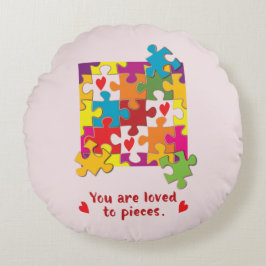 Girl Puzzle zum Geburtstag Liebe zu Stücken Rundes Kissen