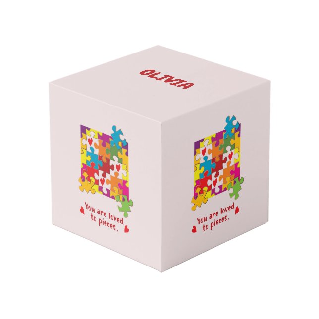 Girl Puzzle zum Geburtstag Liebe zu Stücken Würfel (Vorderseite Schrägansicht)
