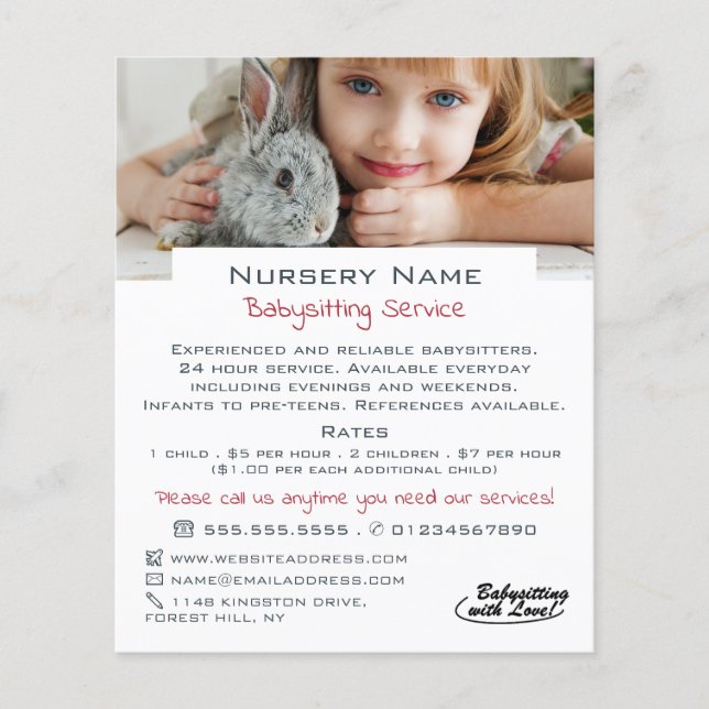 Girl & Rabbit, Babysitter, Daycare, Kinderzimmer A Flyer (Vorne)