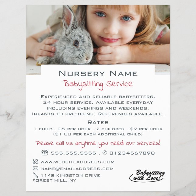 Girl & Rabbit, Babysitter, Daycare, Kinderzimmer A Flyer (Vorne)