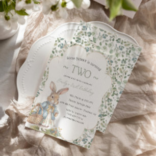 Girl Rabbit Greneery Birthday Party Einladung