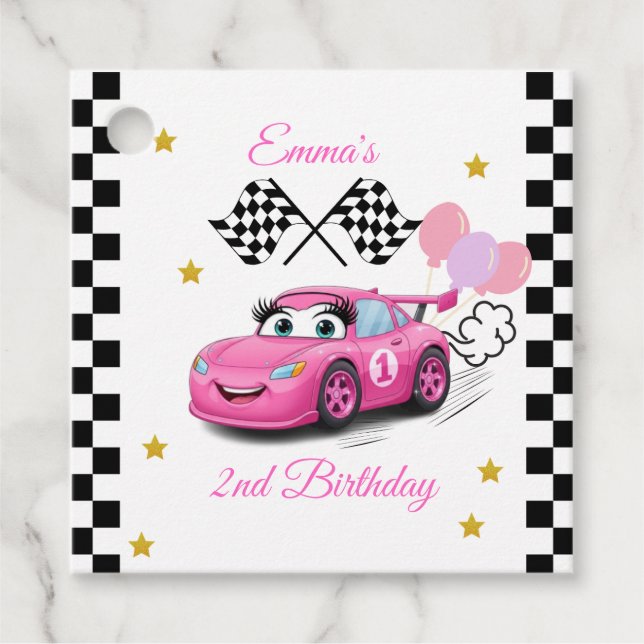 Girl Racing Birthday | Schnell 1 und zwei Geschenkanhänger (Vorderseite)