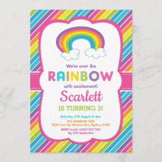Girl Rainbow Birthday Party - Farbenfrohe Regenbog Einladung