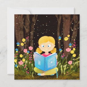 Girl Reading a Book  Feiertagskarte