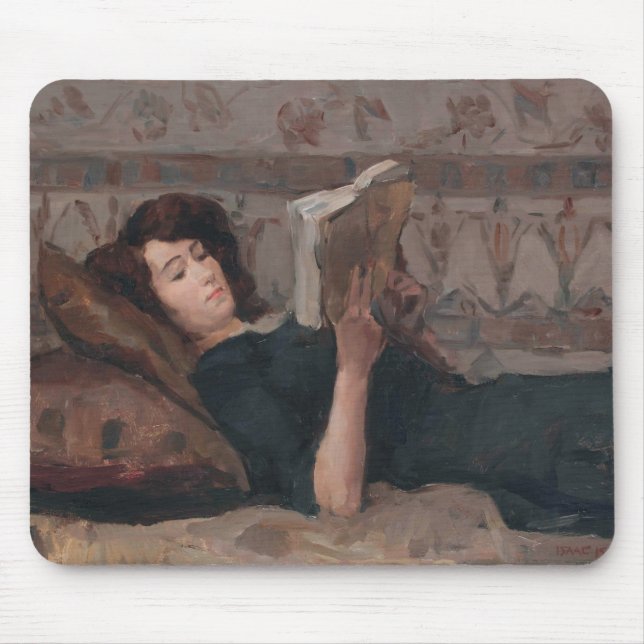 Girl Reading a Book (Reclining on a Divan) Mousepad (Vorne)
