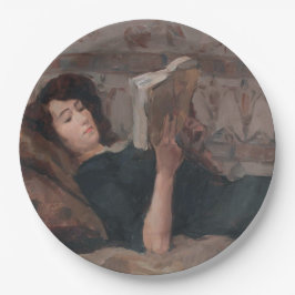 Girl Reading a Book (Reclining on a Divan) Pappteller