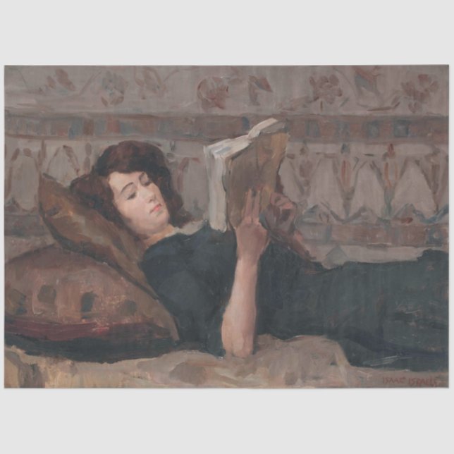 Girl Reading a Book (Reclining on a Divan) Seidenpapier (Vorderseite)