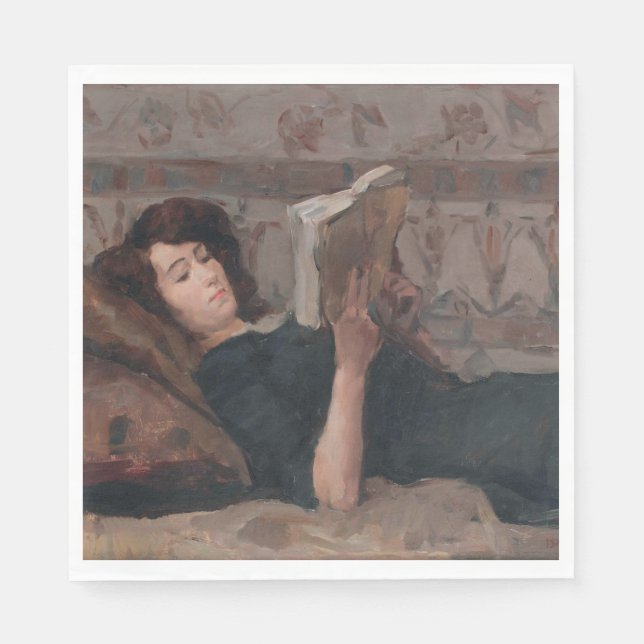 Girl Reading a Book (Reclining on a Divan) Serviette (Vorderseite)